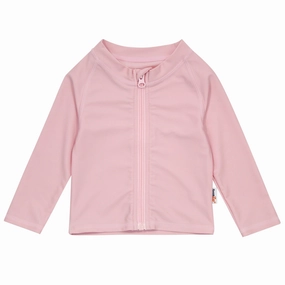 Kids UPF 50  Long Sleeve Zipper Rash Guard Swim Shirt | "Pink"