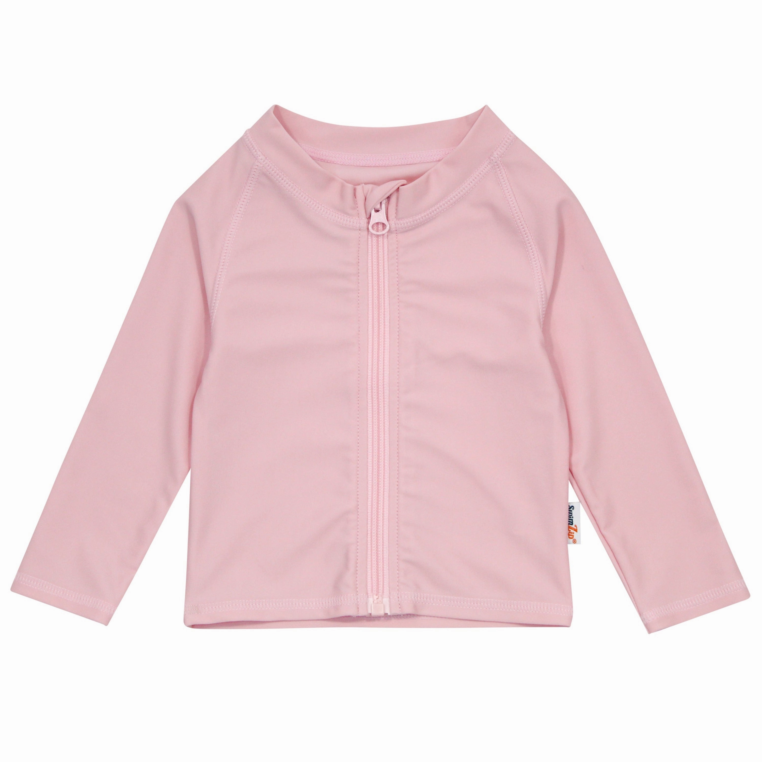 Kids UPF 50  Long Sleeve Zipper Rash Guard Swim Shirt | "Pink"