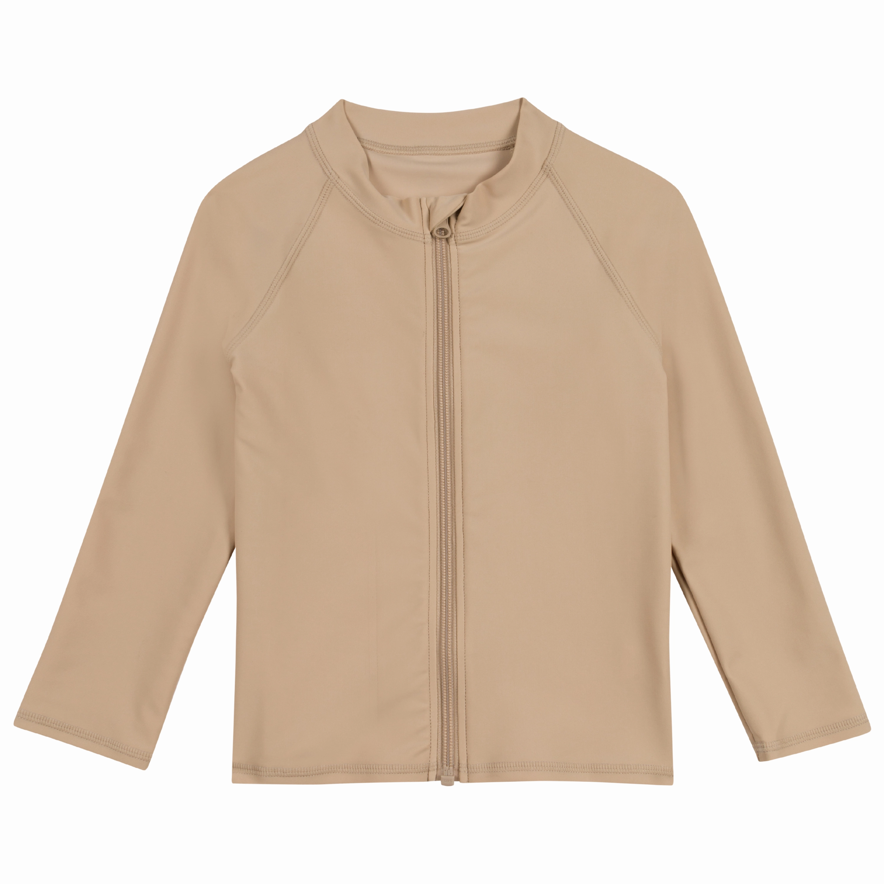 Kids UPF 50  Long Sleeve Zipper Rash Guard Swim Shirt | "Sandy Beach"