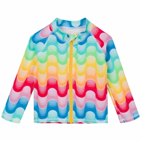 Kids UPF 50  Long Sleeve Zipper Rash Guard Swim Shirt | "Surf's Up"