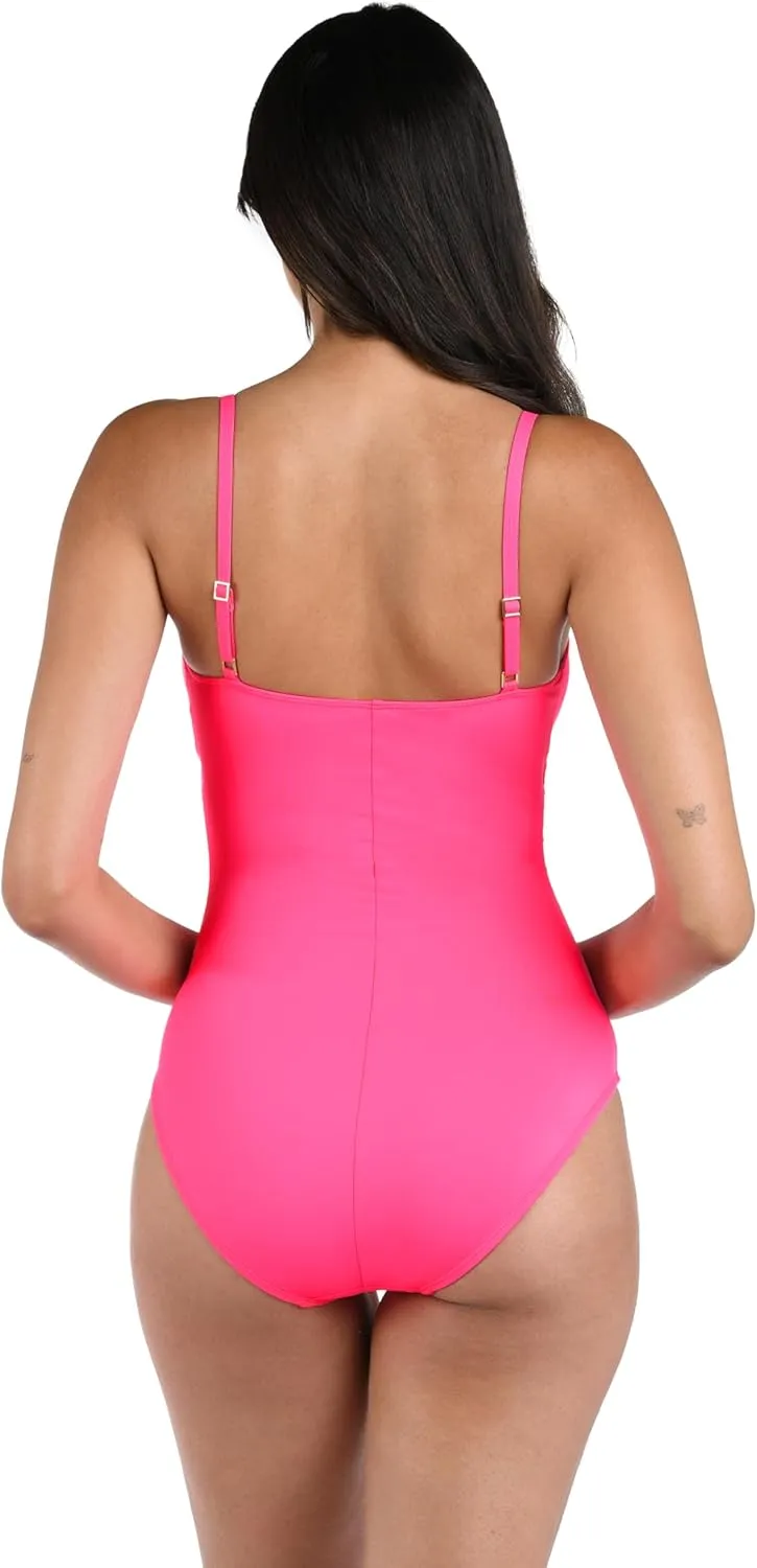 La Blanca Women's One Piece Swimsuit Island Goddess Shirred Side Women's Bathing Suit