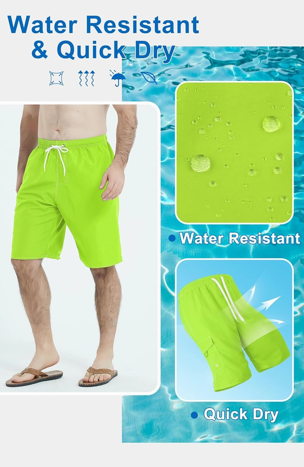Landisun Mens Swim Trunks Board Shorts Swimsuit Swimwear Swim Shorts Bathing Suits Quick Dry with Mesh Lining