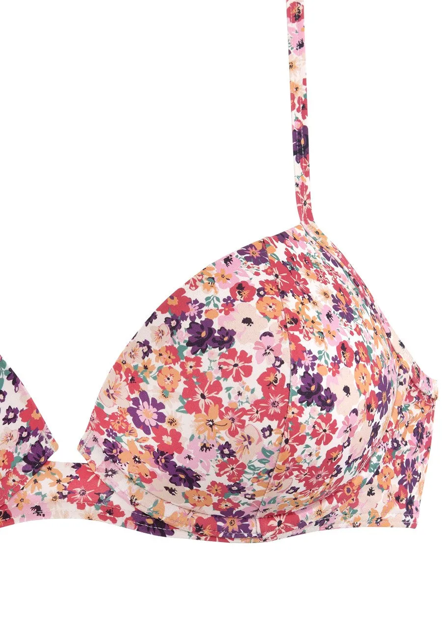 LASCANA Women's Floral Push Up Bikini Top