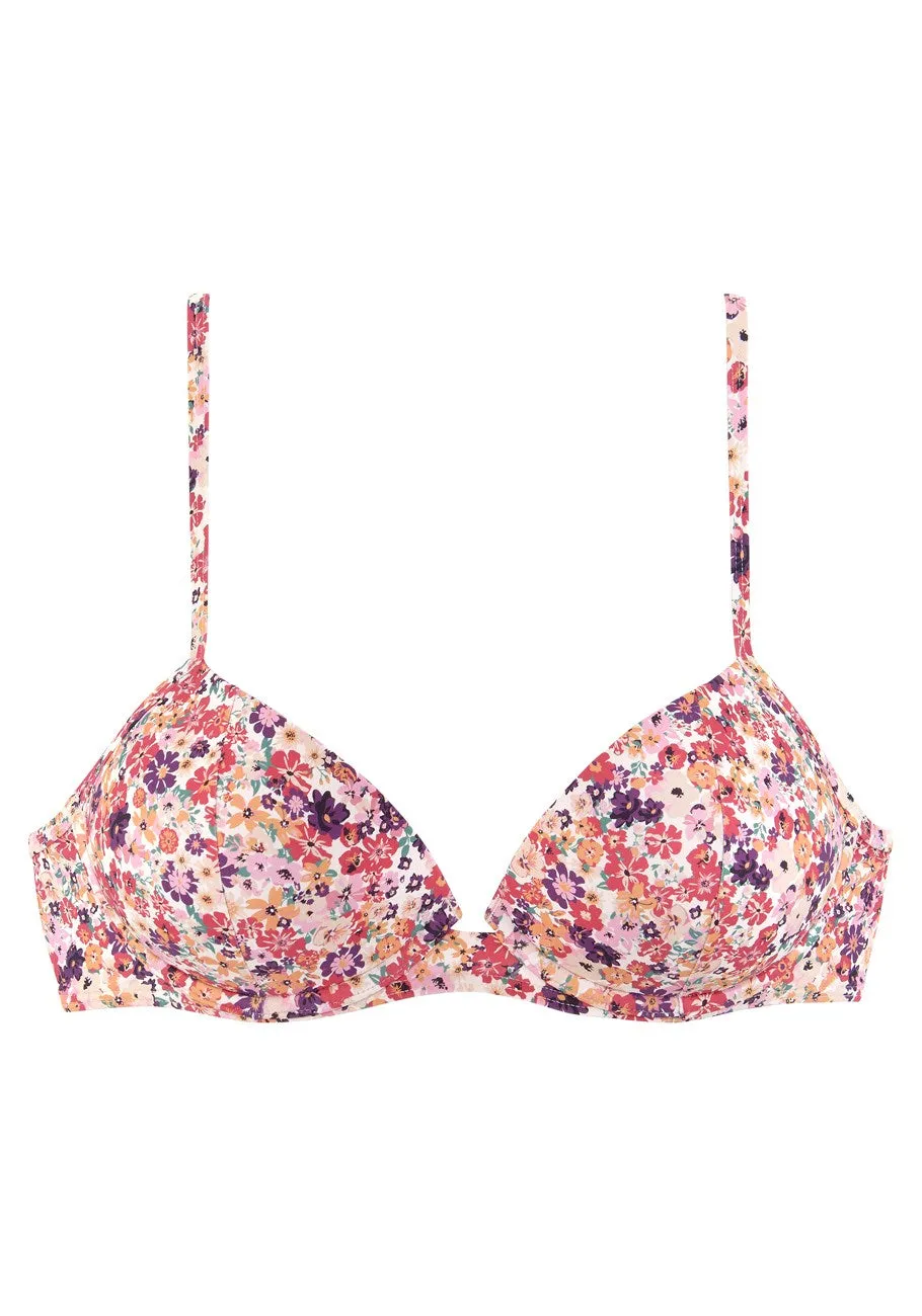 LASCANA Women's Floral Push Up Bikini Top