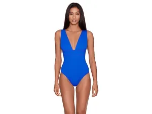 Lauren Ralph Lauren Beach Club Solids One-Piece Women's 6 Blue Swimsuit ERK573