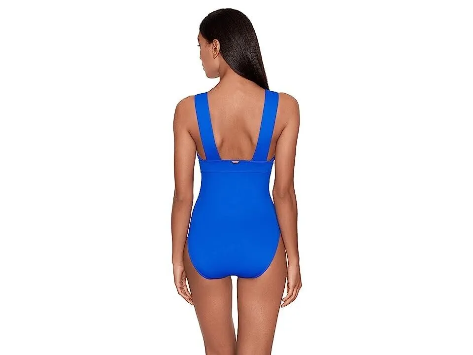Lauren Ralph Lauren Beach Club Solids One-Piece Women's 6 Blue Swimsuit ERK573