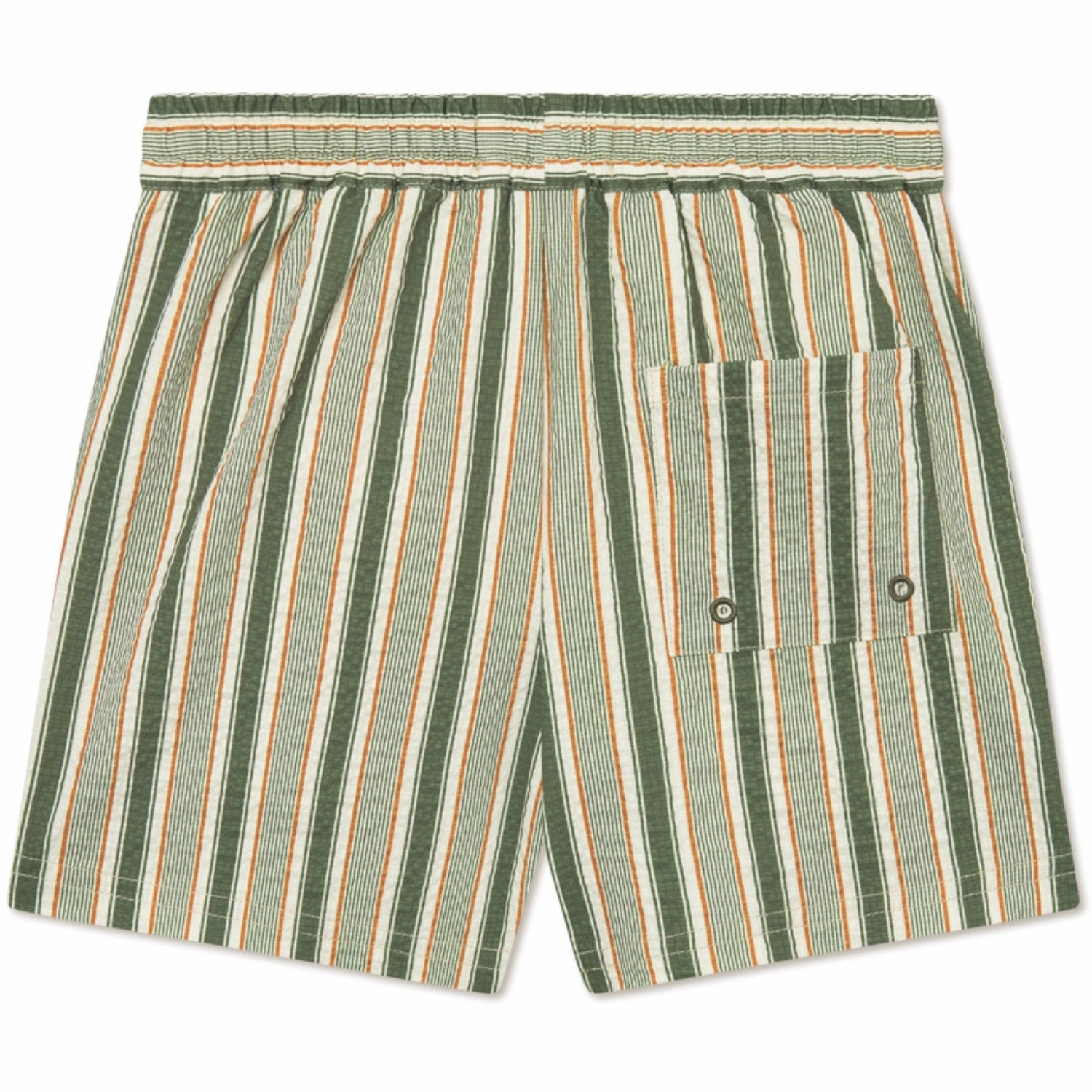Les Deux Kids Chive Green/Thai Curry Stan Stripe Seersucker Swim Shorts
