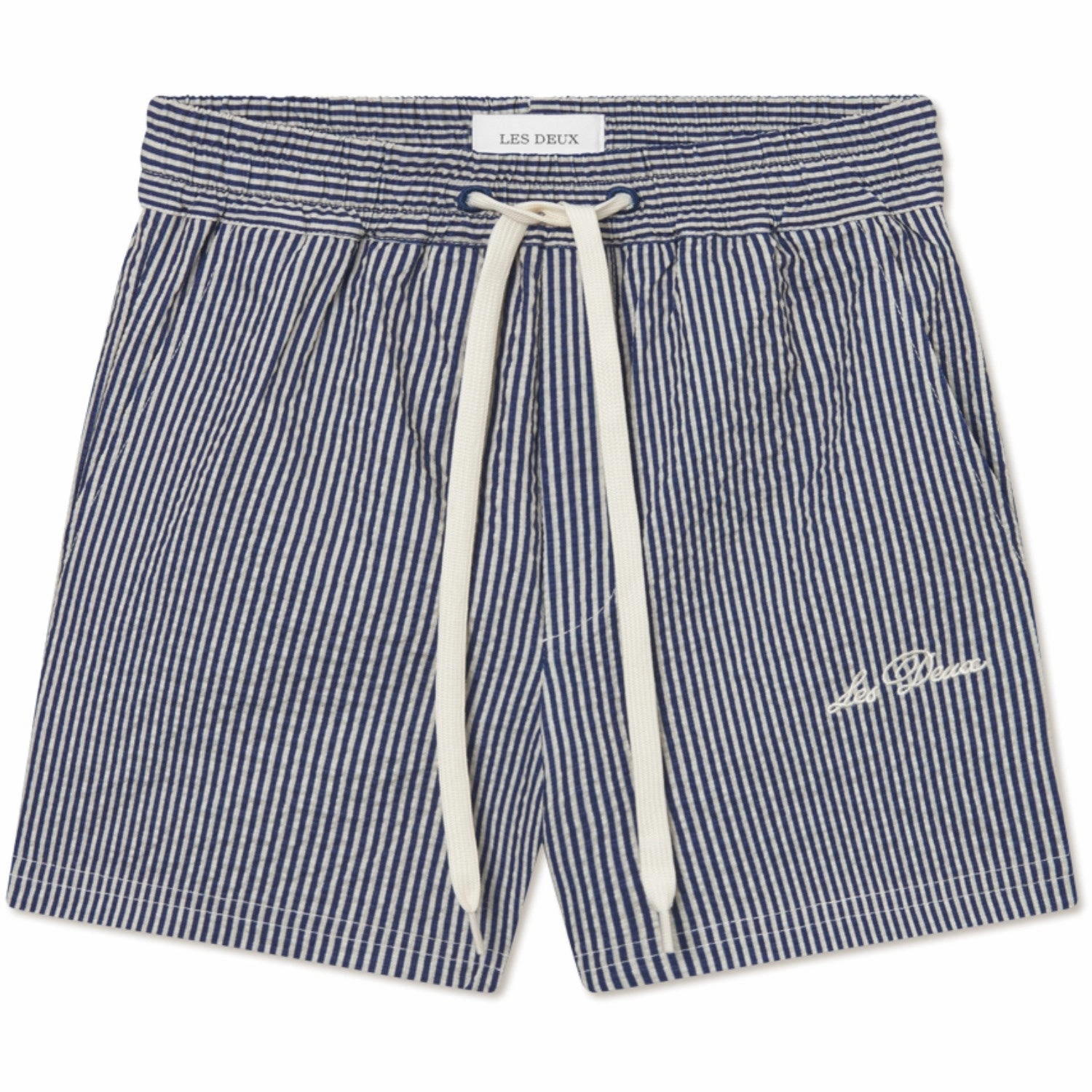 Les Deux Kids Light Sand/Blueprint Stan Stripe Seersucker Swim Shorts