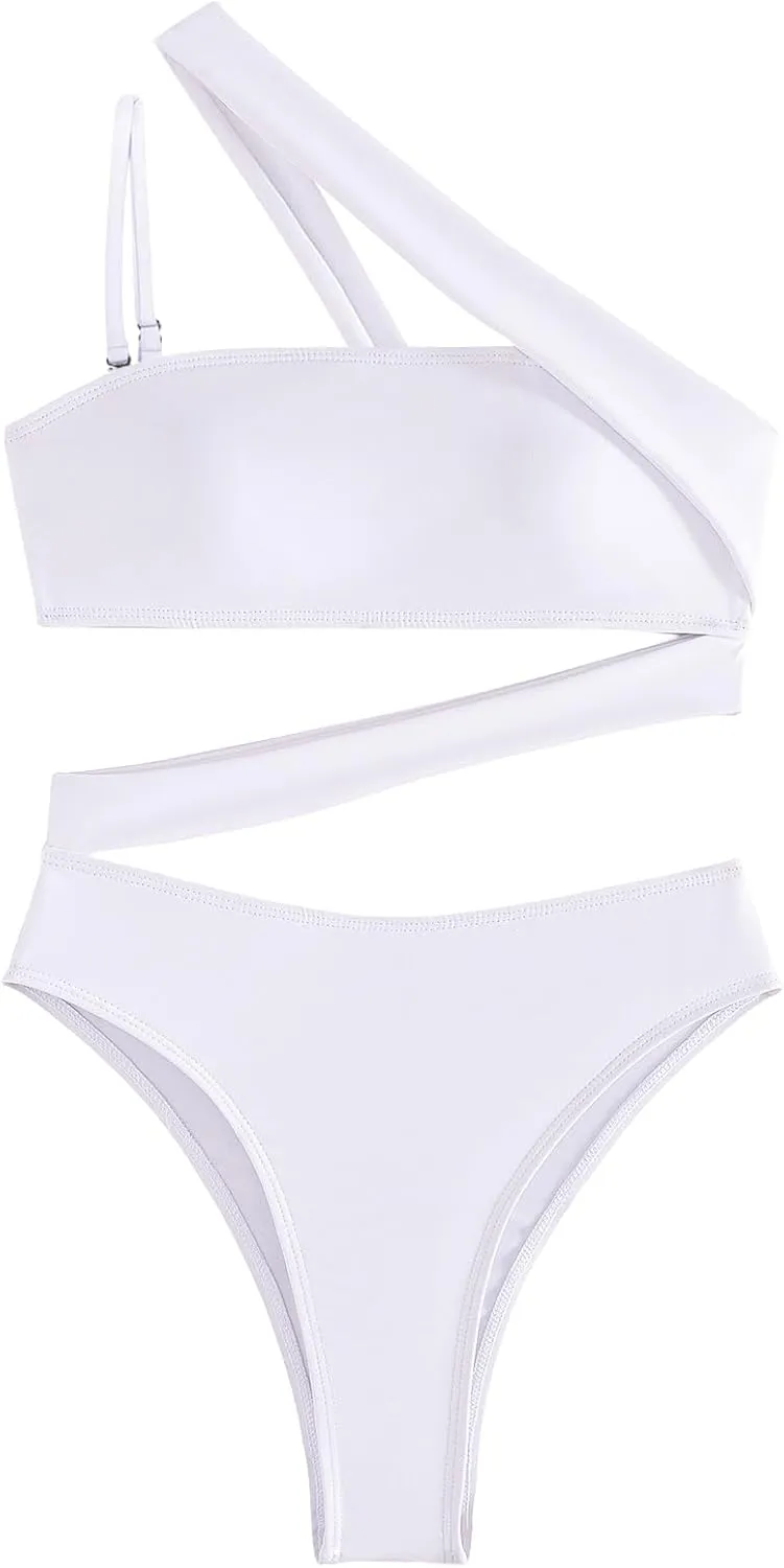 Lilosy Sexy Cutout Tube High Waist Bandeau Bathing One Piecce Swimsuit