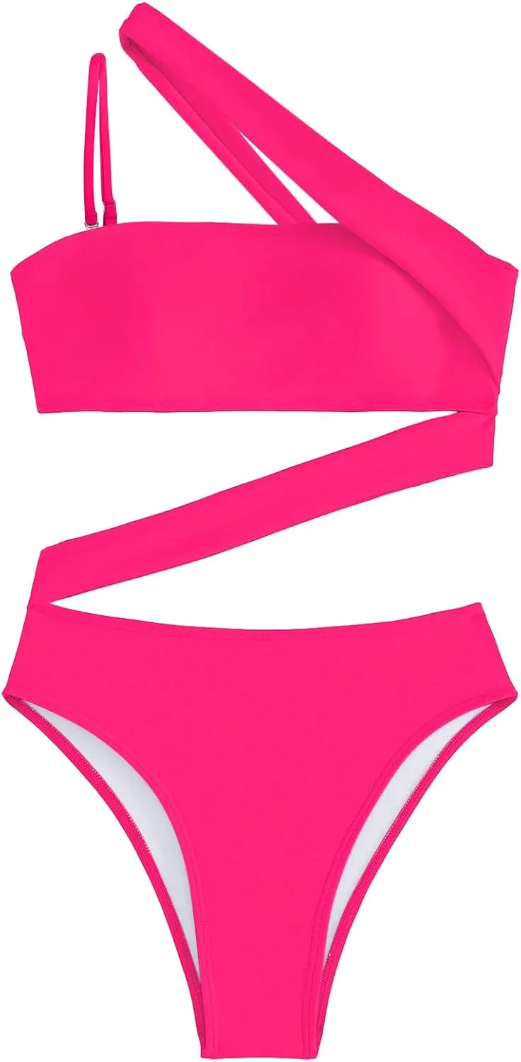 Lilosy Sexy Cutout Tube High Waist Bandeau Bathing One Piecce Swimsuit