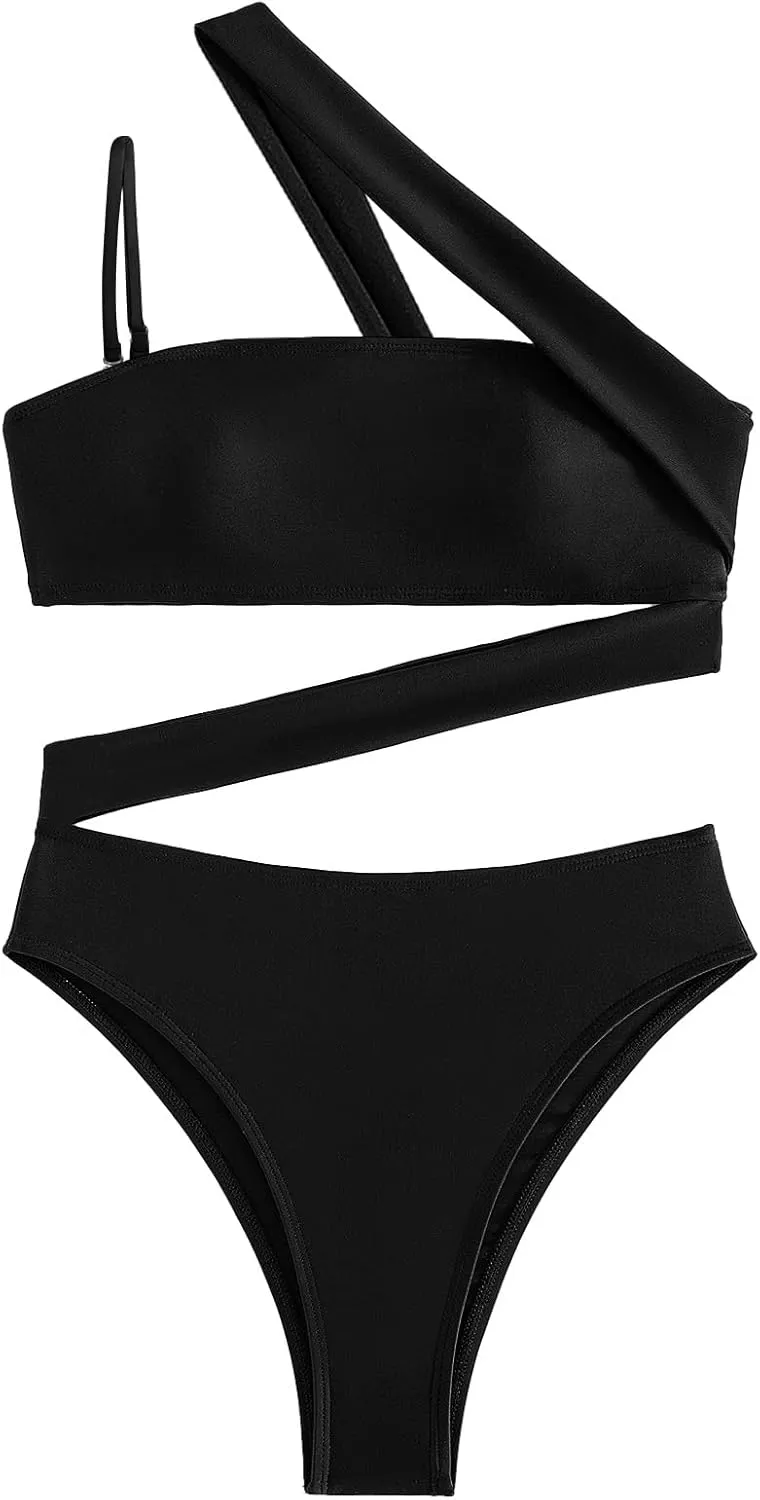 Lilosy Sexy Cutout Tube High Waist Bandeau Bathing One Piecce Swimsuit