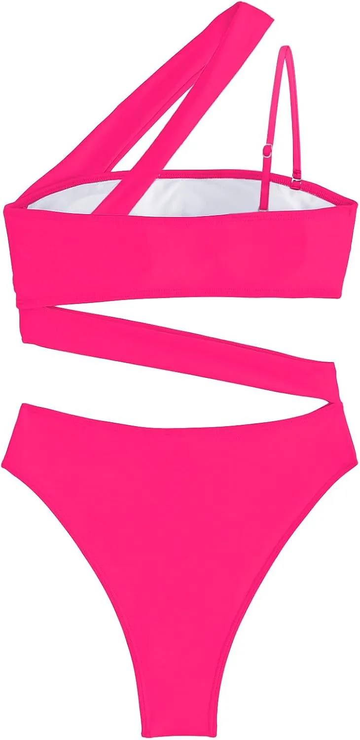 Lilosy Sexy Cutout Tube High Waist Bandeau Bathing One Piecce Swimsuit