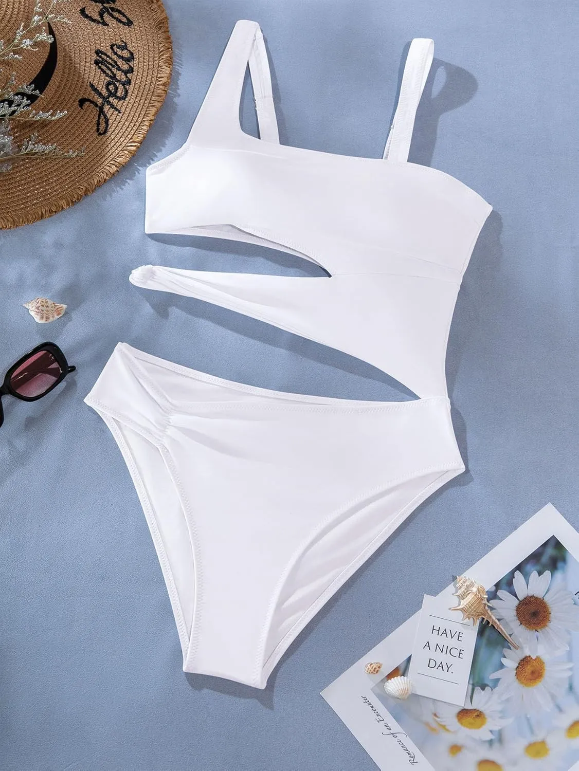 Lilosy Sexy Knotted Ruched High Cut Leg One Piece Swimsuit