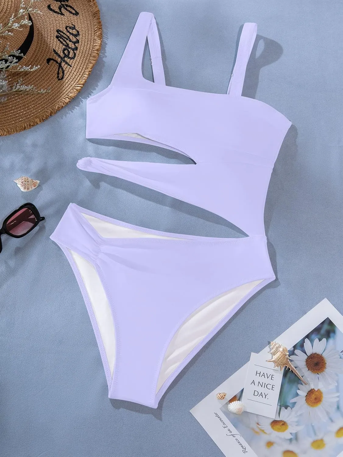 Lilosy Sexy Knotted Ruched High Cut Leg One Piece Swimsuit