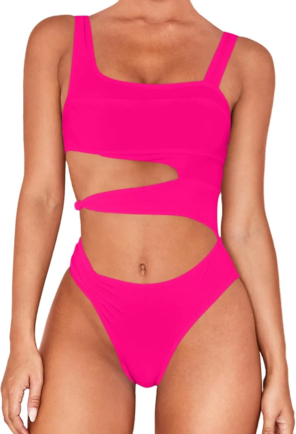 Lilosy Sexy Knotted Ruched High Cut Leg One Piece Swimsuit