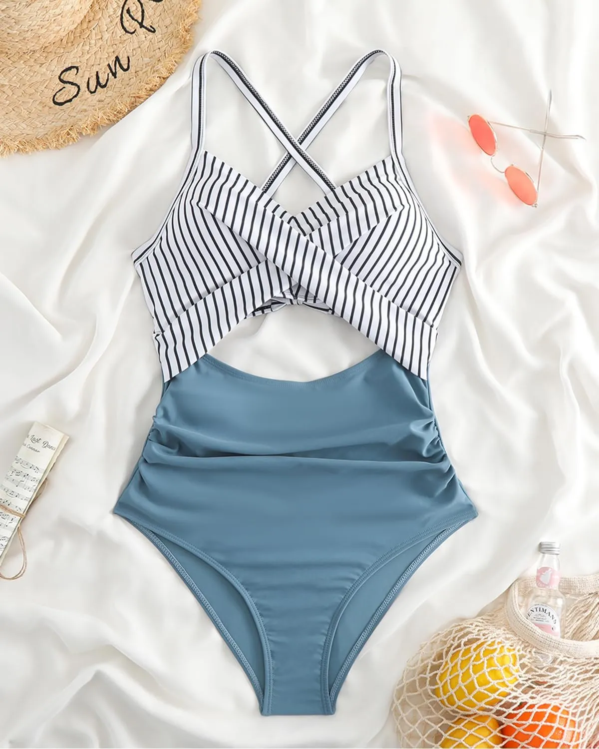 Limeeke Women Cutout One Piece Swimsuit Tummy Control High Waisted Swimwear Wrap Tie Back Bathing Suit