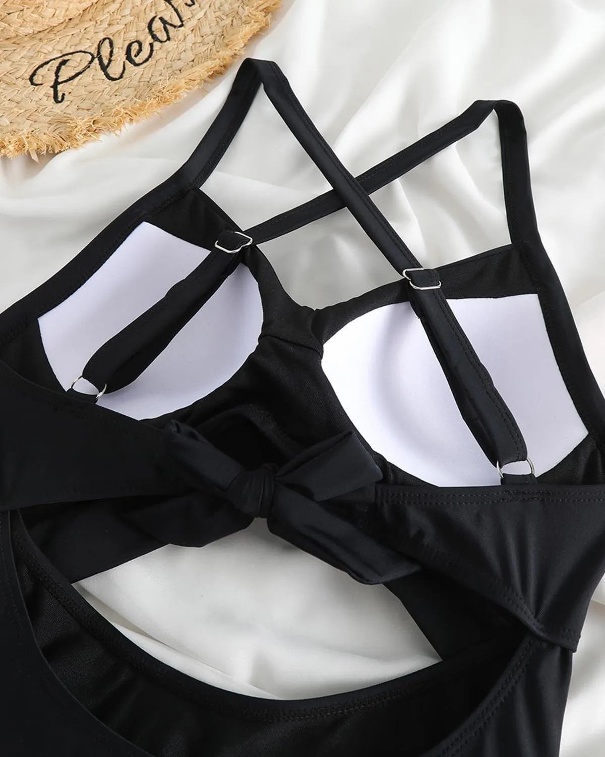 Limeeke Women Cutout One Piece Swimsuit Tummy Control High Waisted Swimwear Wrap Tie Back Bathing Suit