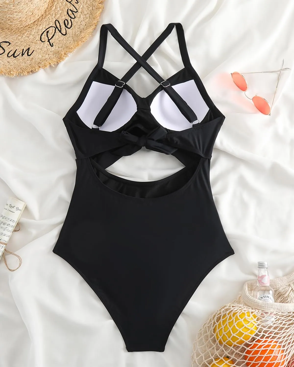 Limeeke Women Cutout One Piece Swimsuit Tummy Control High Waisted Swimwear Wrap Tie Back Bathing Suit