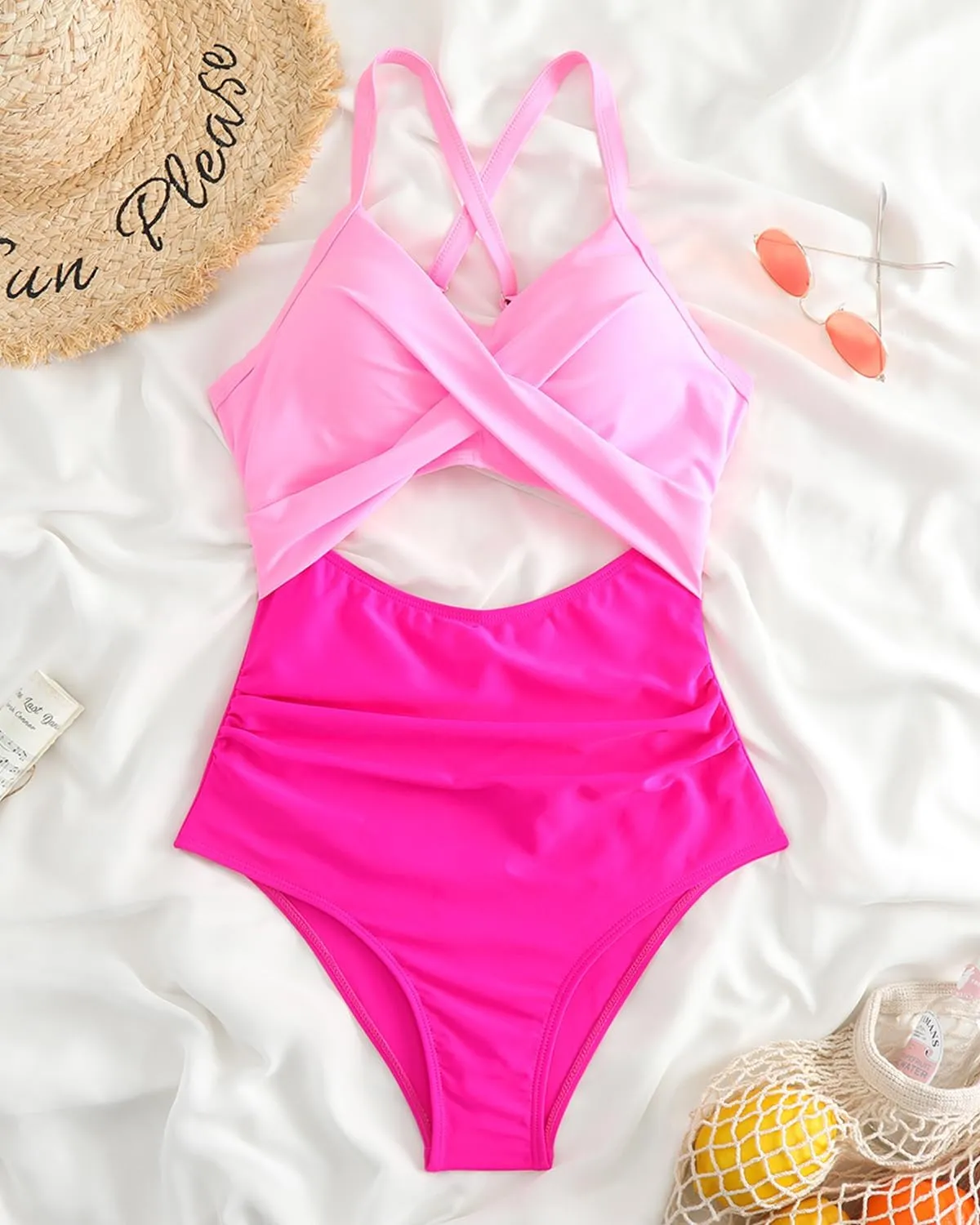 Limeeke Women Cutout One Piece Swimsuit Tummy Control High Waisted Swimwear Wrap Tie Back Bathing Suit