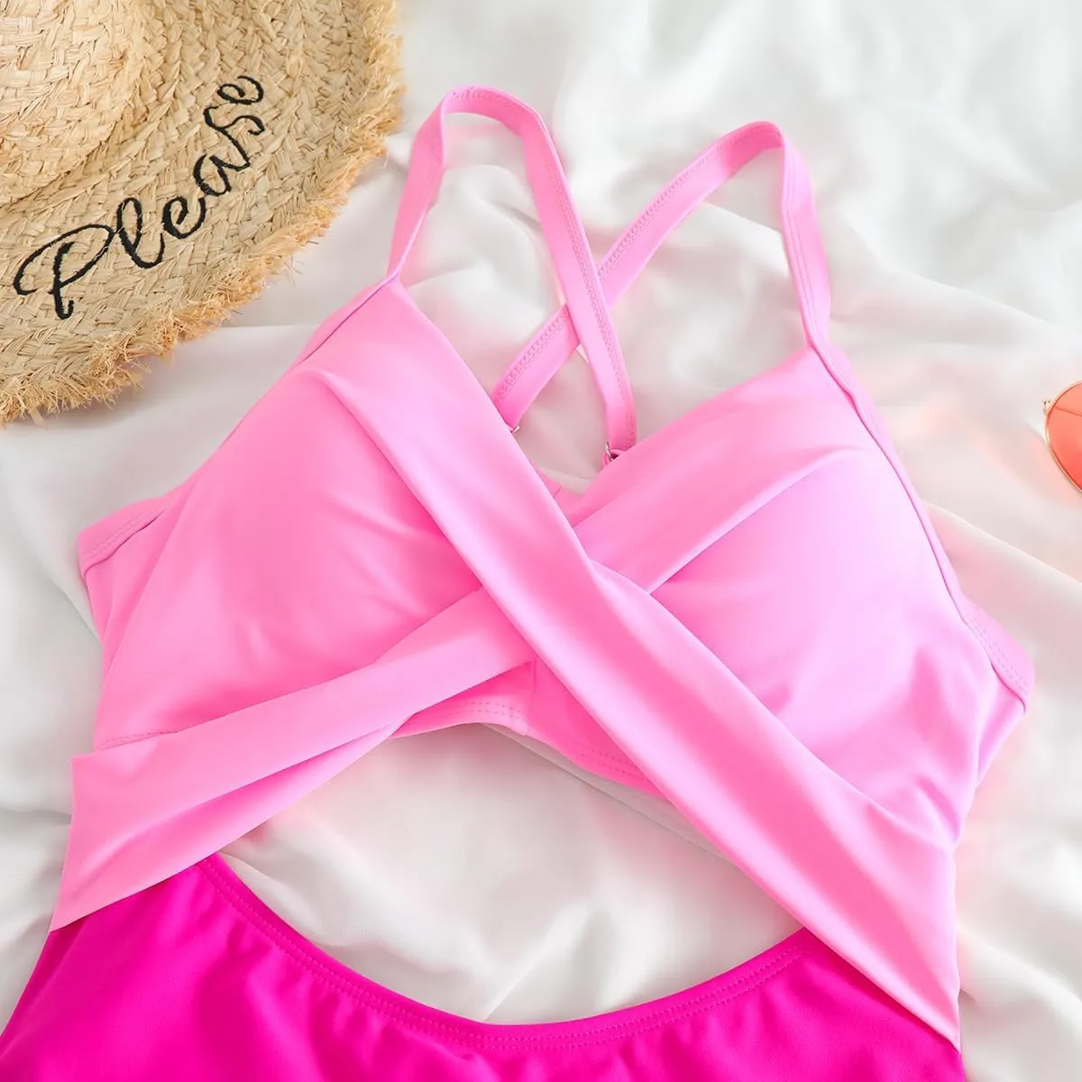 Limeeke Women Cutout One Piece Swimsuit Tummy Control High Waisted Swimwear Wrap Tie Back Bathing Suit