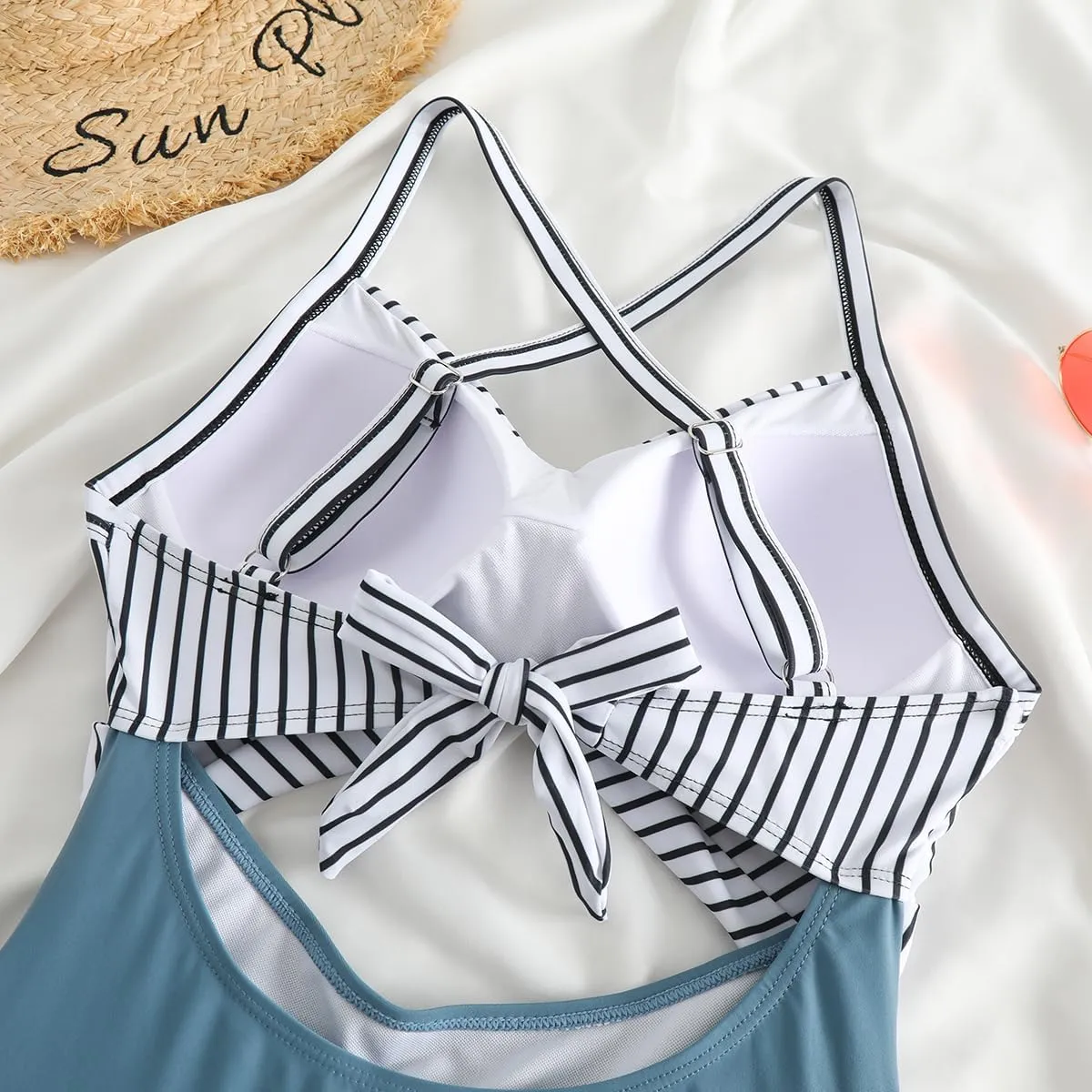 Limeeke Women Cutout One Piece Swimsuit Tummy Control High Waisted Swimwear Wrap Tie Back Bathing Suit