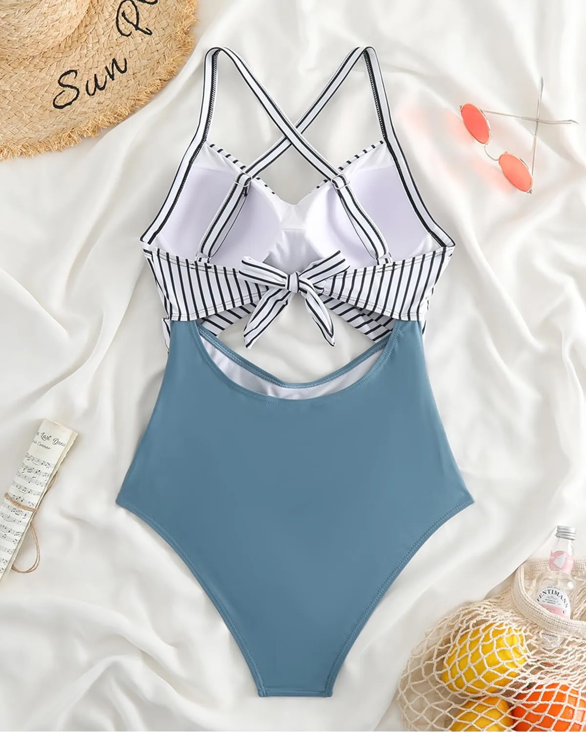 Limeeke Women Cutout One Piece Swimsuit Tummy Control High Waisted Swimwear Wrap Tie Back Bathing Suit