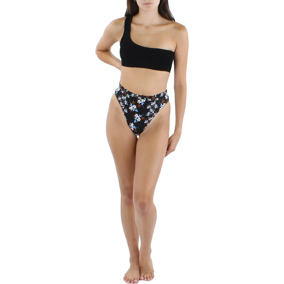 Lorraine Womens High Waist Floral Print Swim Bottom Separates