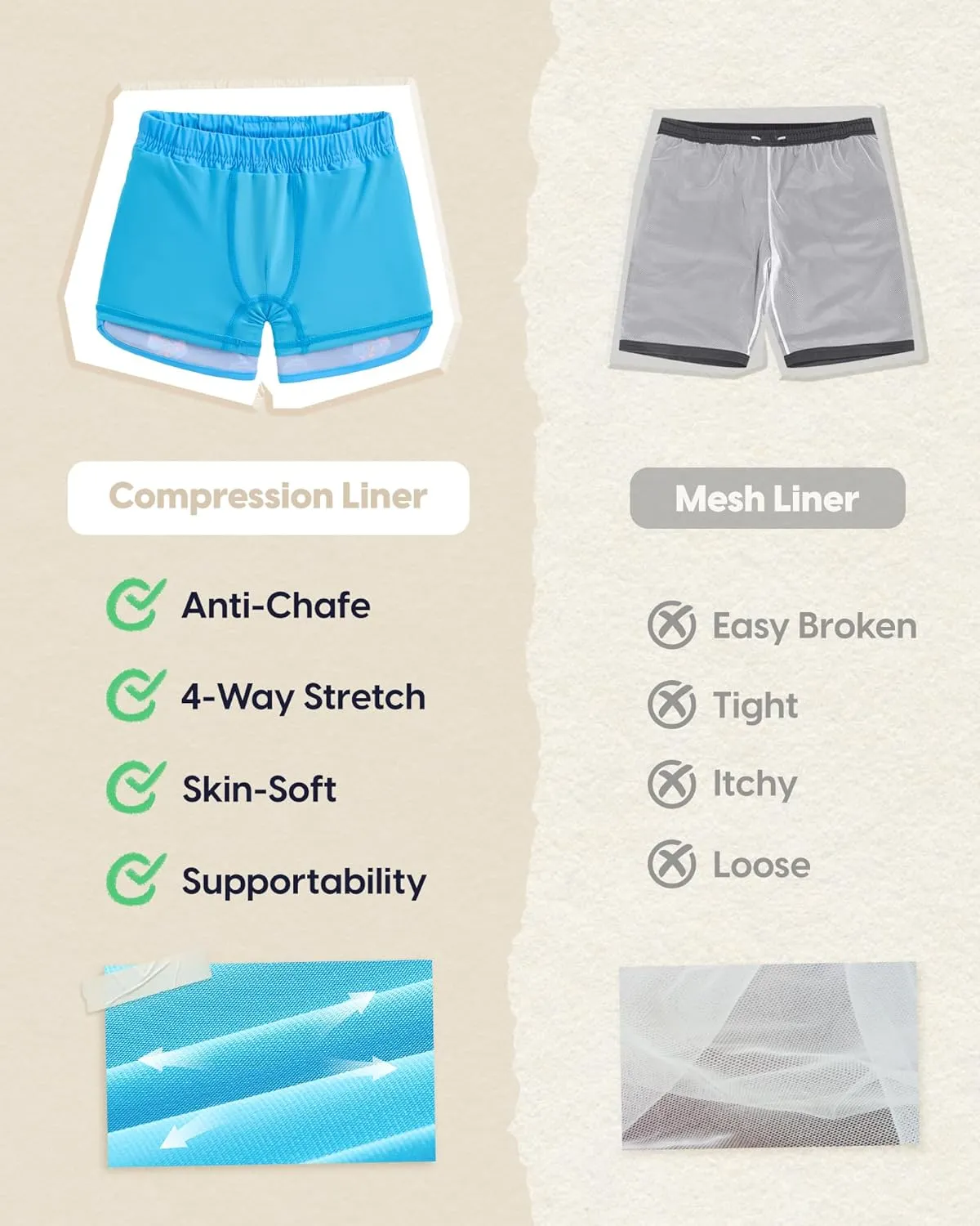 maamgic Boys Swim Trunks with Compression Liner Vintage Swim Shorts Toddler Swimsuit