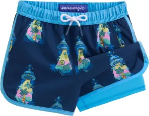 maamgic Boys Swim Trunks with Compression Liner Vintage Swim Shorts Toddler Swimsuit