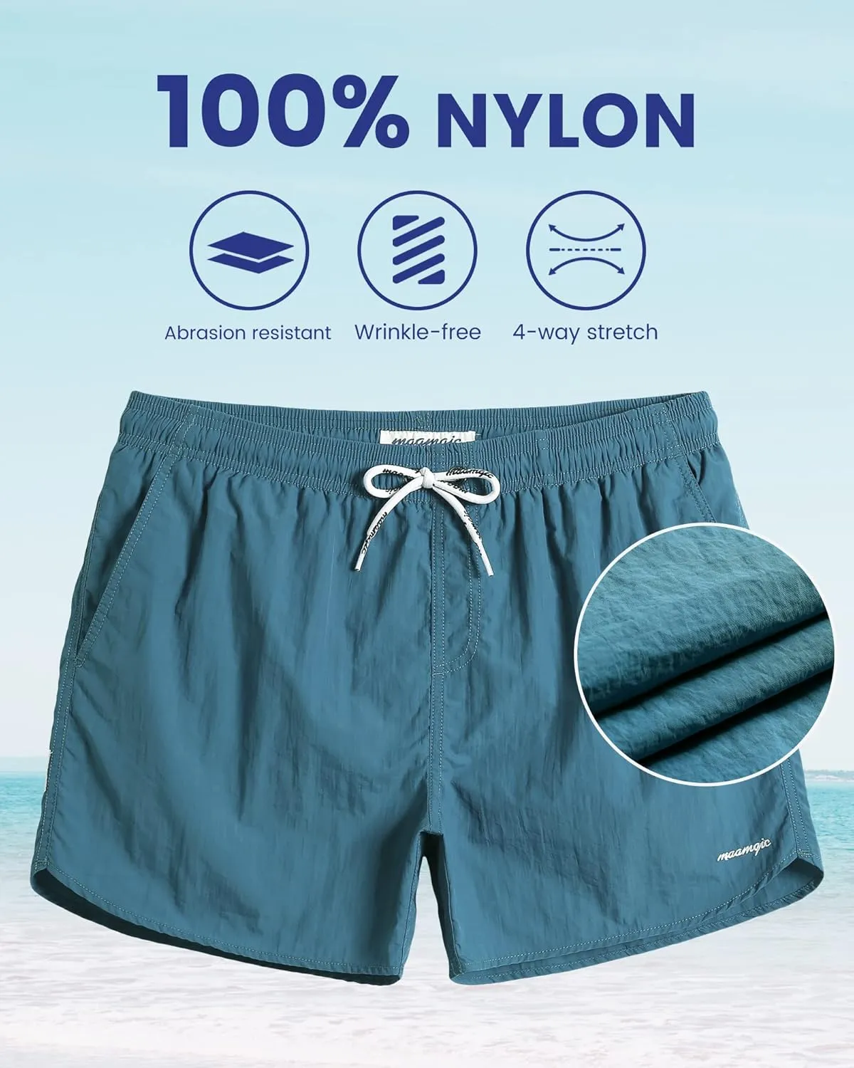 maamgic Mens Swim Trunks 5" with Mesh Lining Quick Dry Bathing Suits for Men Swim Shorts Swimwear