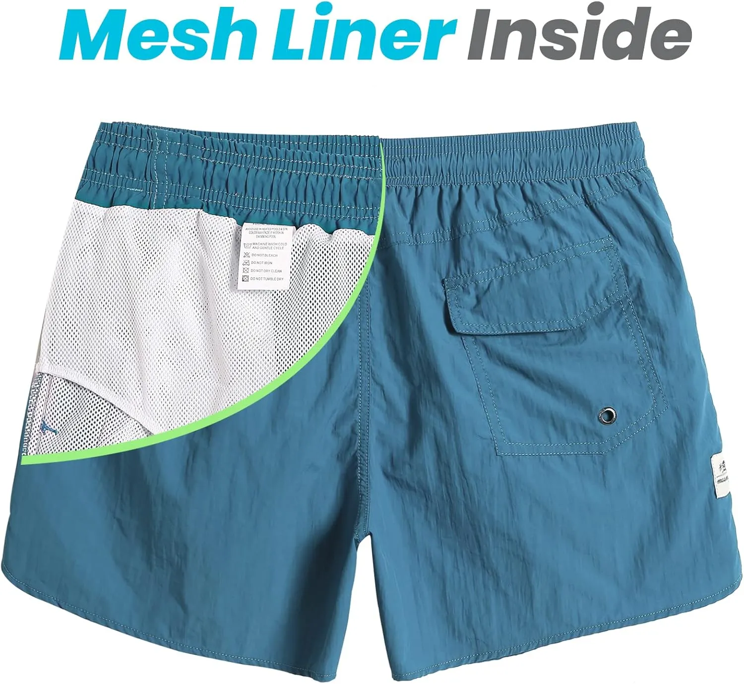 maamgic Mens Swim Trunks 5" with Mesh Lining Quick Dry Bathing Suits for Men Swim Shorts Swimwear
