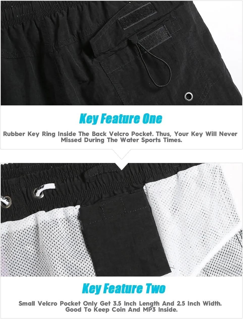 maamgic Mens Swim Trunks 5" with Mesh Lining Quick Dry Bathing Suits for Men Swim Shorts Swimwear