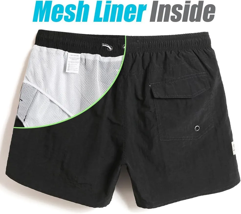 maamgic Mens Swim Trunks 5" with Mesh Lining Quick Dry Bathing Suits for Men Swim Shorts Swimwear