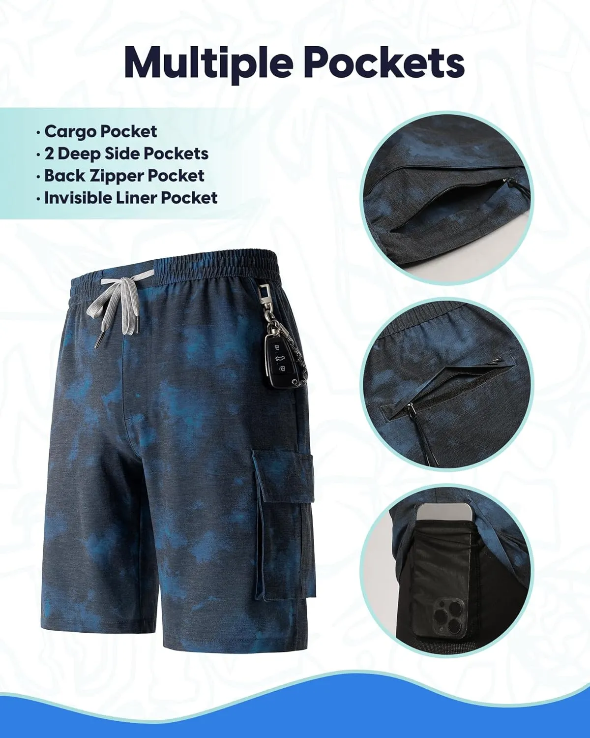 maamgic Mens Swim Trunks with Compression Liner 9 inch Quick Dry Men Bathing Suit Stretch Board Shorts