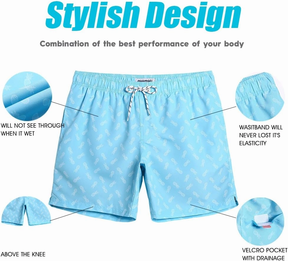 maamgic Mens Slim Fit Swim Shorts Swim Trunks 7 inch Quick Dry Mens Bathing Suits with Mesh Lining