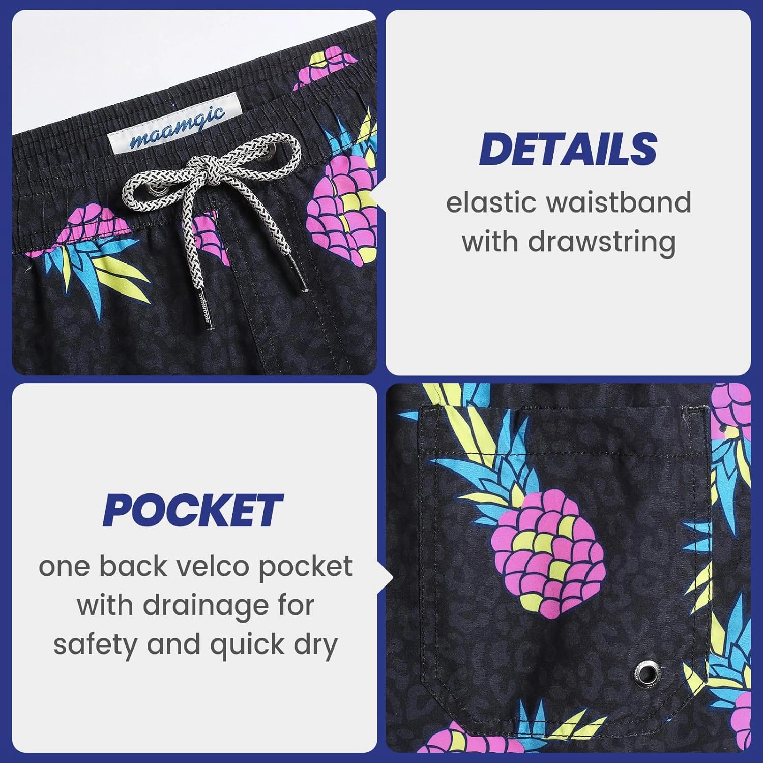 maamgic Mens Swim Trunks 5" with Mesh Lining Quick Dry Bathing Suits for Men Swim Shorts Swimwear