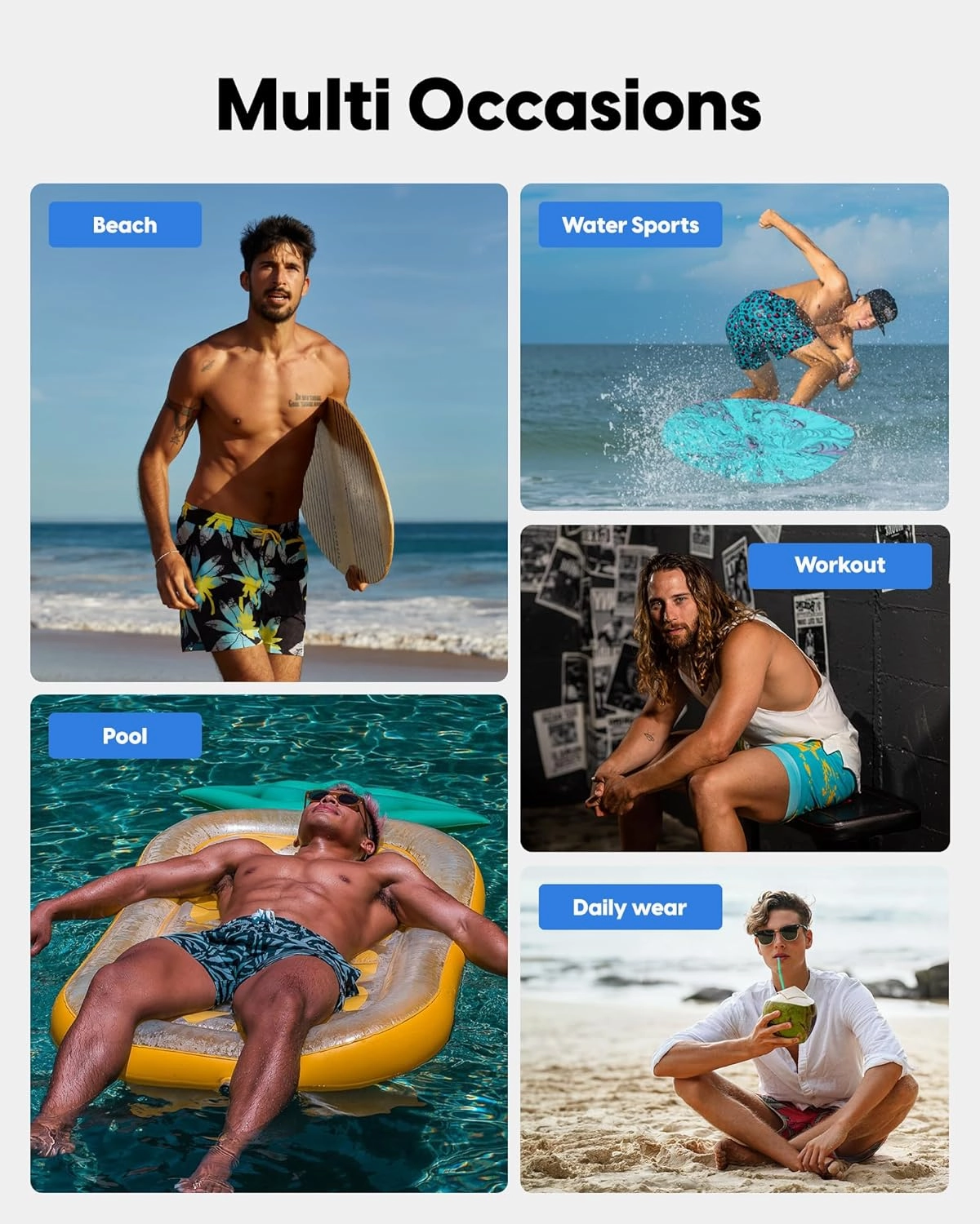 maamgic Mens Swim Trunks with Compression Liner 7" Bathing Suit Quick Dry Swimming Trunks for Men with Zipper Pockets