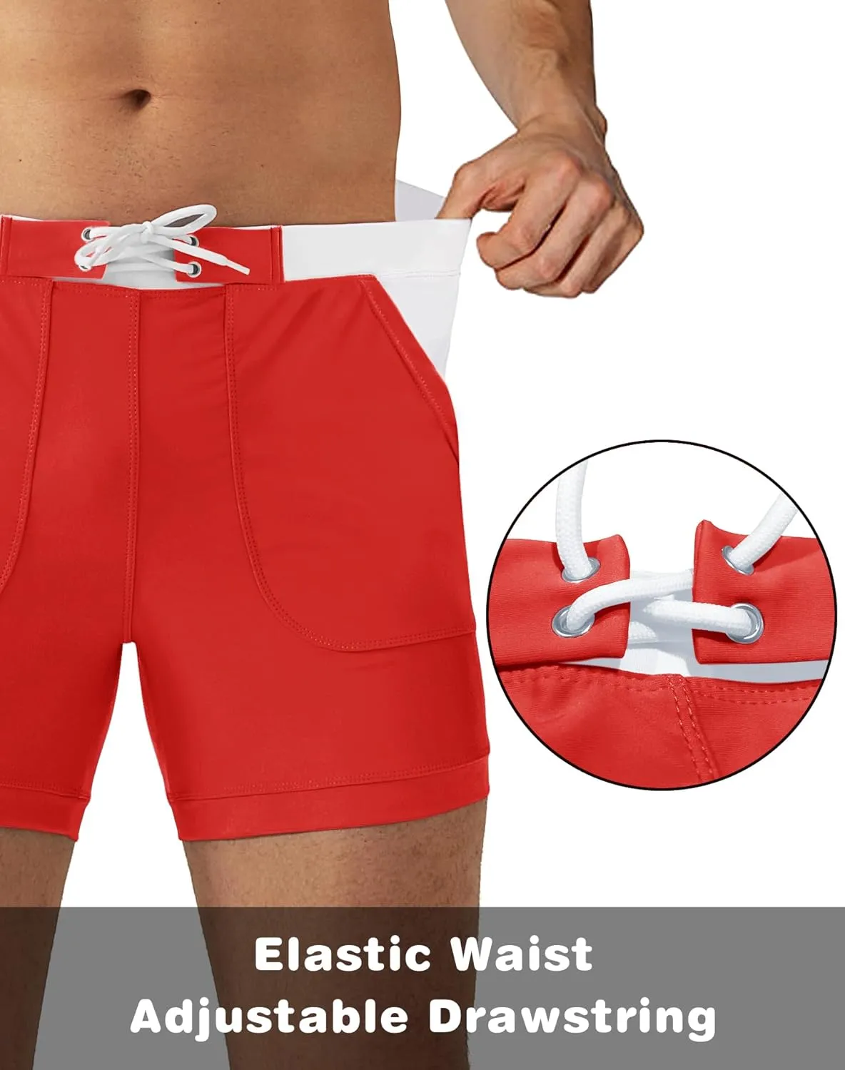 MAGNIVIT Men's Swimwear Swimsuits Solid Basic Long Swim Sport Trunks Board Shorts with Pockets