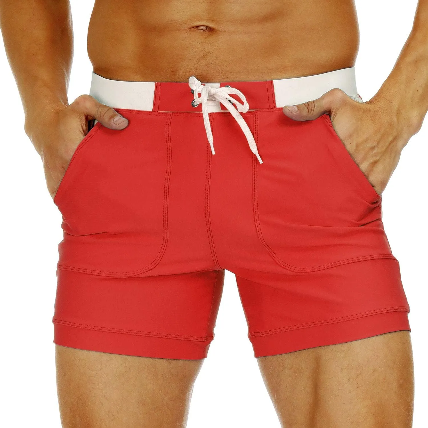 MAGNIVIT Men's Swimwear Swimsuits Solid Basic Long Swim Sport Trunks Board Shorts with Pockets