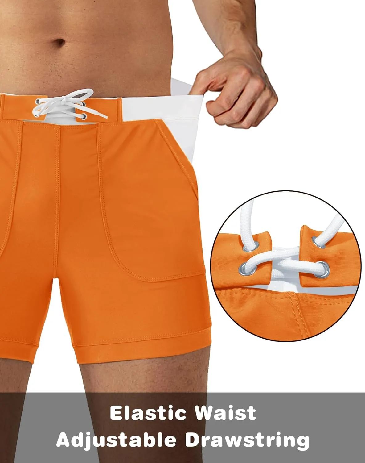 MAGNIVIT Men's Swimwear Swimsuits Solid Basic Long Swim Sport Trunks Board Shorts with Pockets