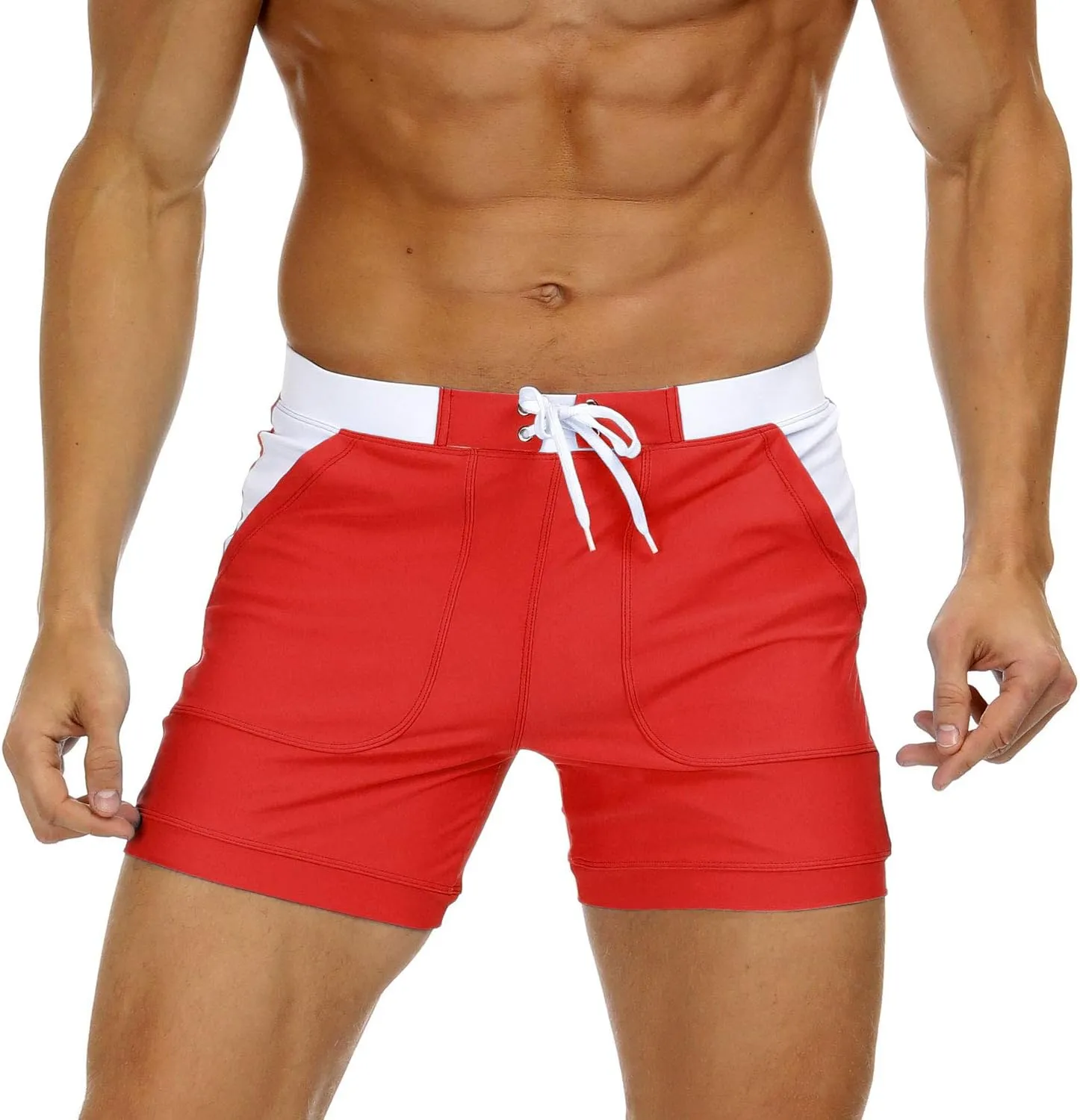 MAGNIVIT Men's Swimwear Swimsuits Solid Basic Long Swim Sport Trunks Board Shorts with Pockets