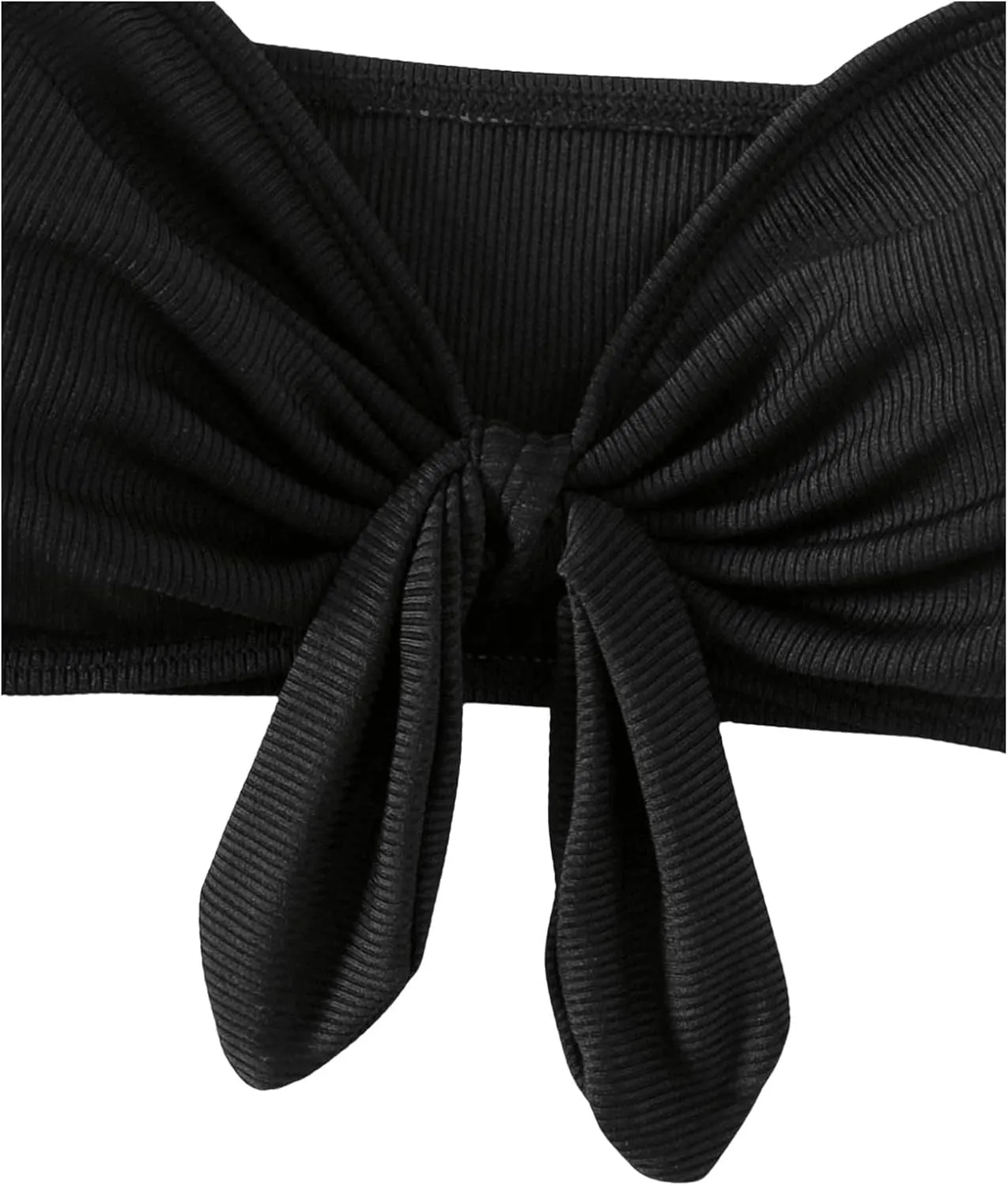 MakeMeChic Women's Bandeau Bikini Top Knot Front Strapless Swimsuit Bathing Tops