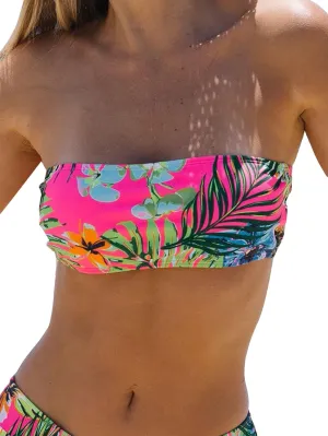 MakeMeChic Women's Strapless Bikini Top Floral Print Bandeau Swimsuit Bikini Tops