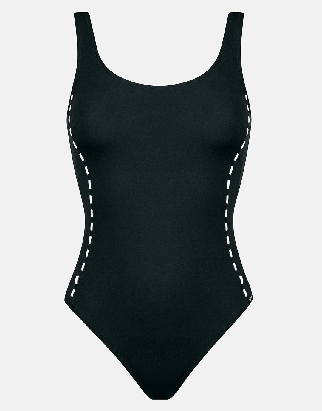 Marine Mindset Round Neck Swimsuit - Black and White