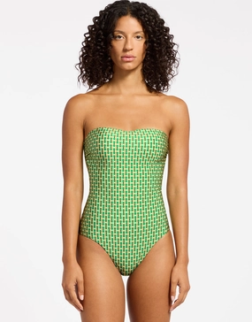 Mattala Geo Moulded Bandeau Swimsuit - Flora