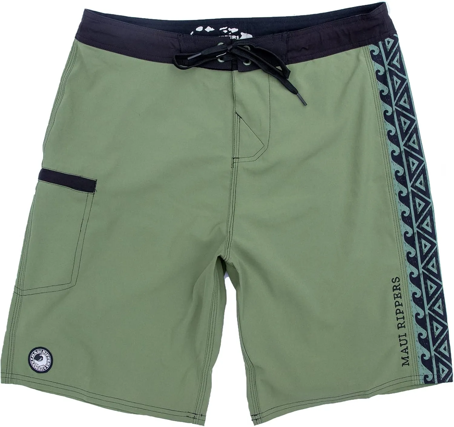 Maui Rippers Mens 21" Board Short Swim Trunks 4-Way Stretch with Large Pockets