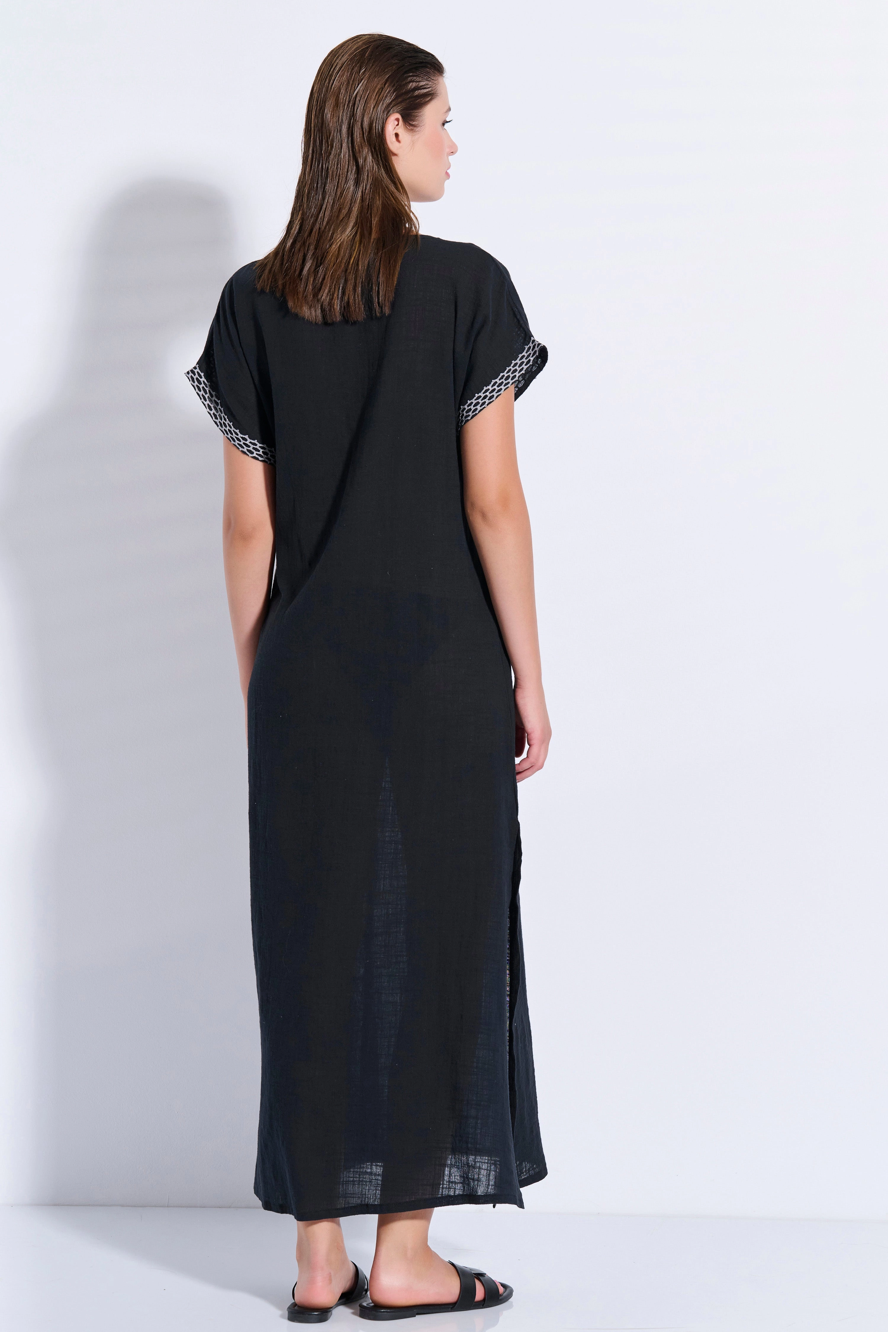 Maxi Trimmed Kaftan (8080)