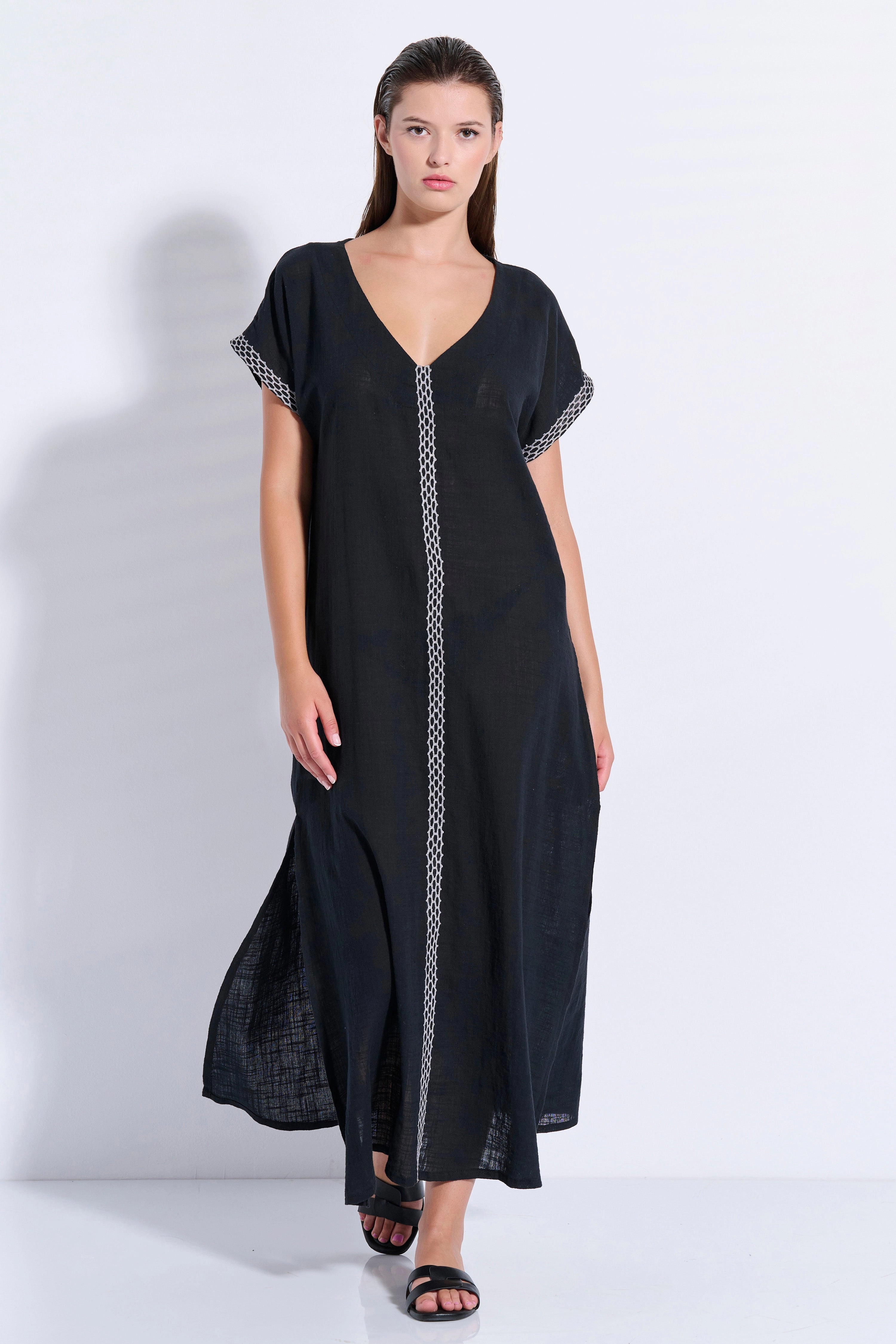 Maxi Trimmed Kaftan (8080)