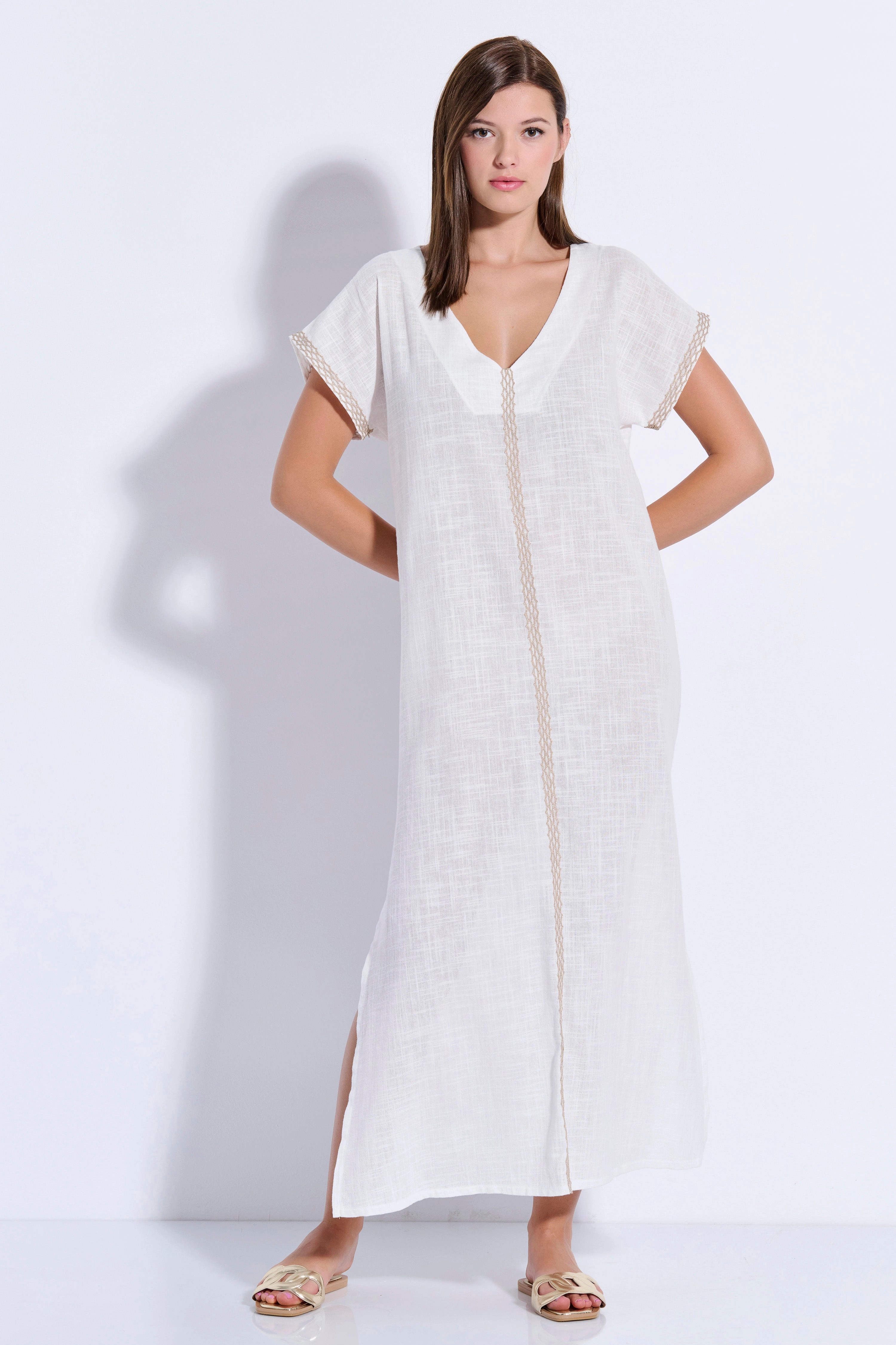 Maxi Trimmed Kaftan (8080)