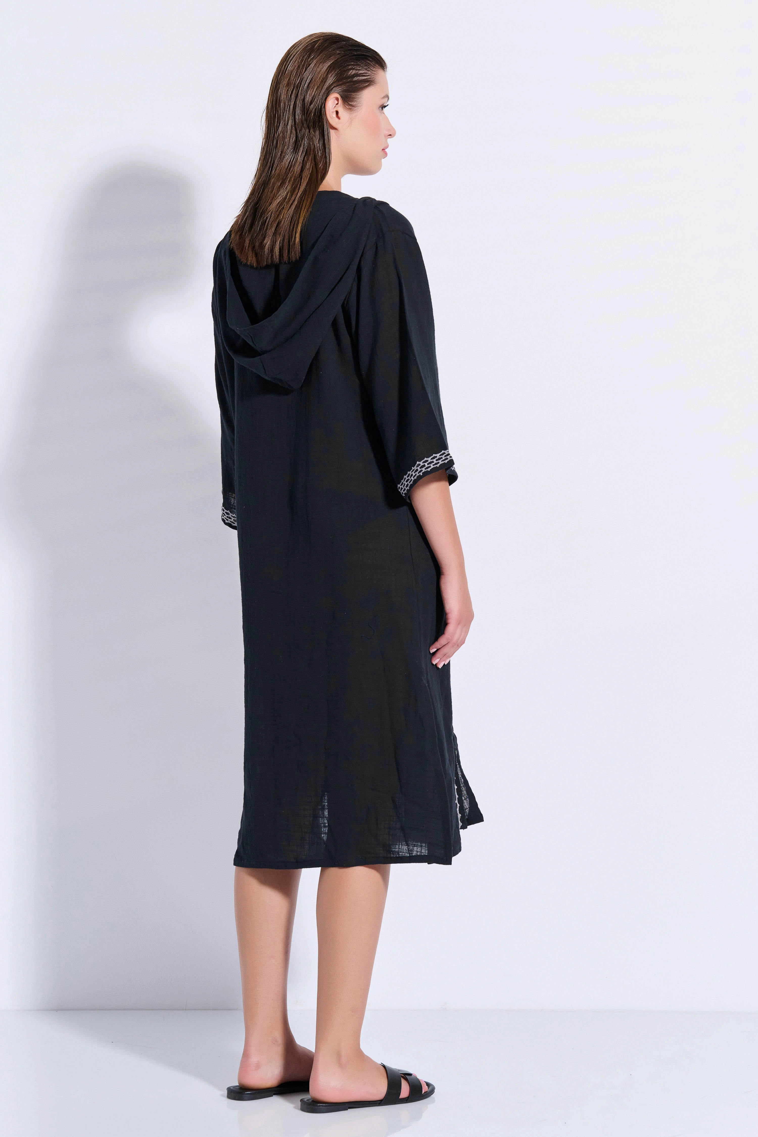 Maxi Trimmed Kaftan with Hood (8079)